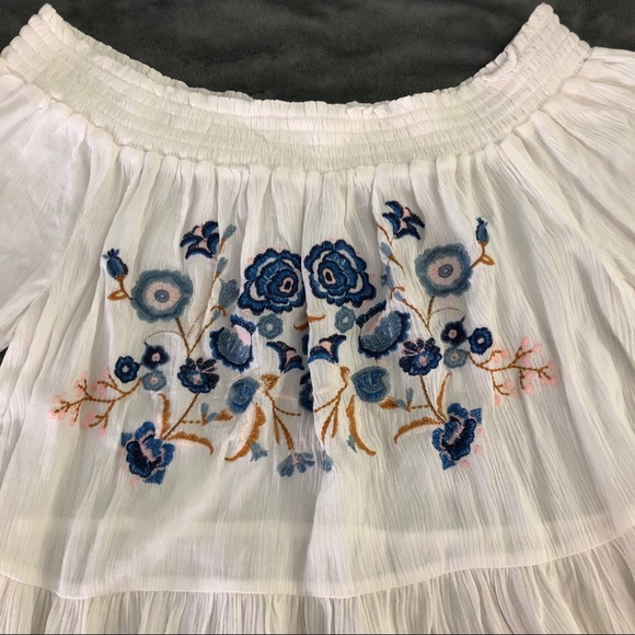 Xhilaration Off-the-Shoulder Embroidered Shirt - Picture 3 of 6